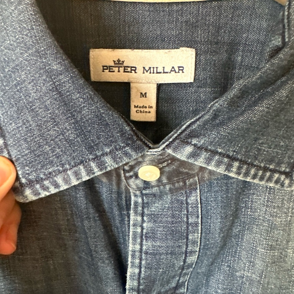 Peter Millar Mens Denim Button Down Medium - image 2